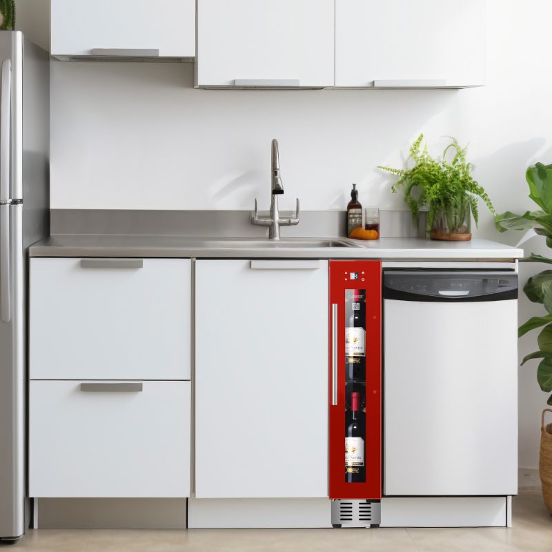 Equator Advanced Appliances 9-Bottle Single-Zone Wine Refrigerator – Red, Freestanding or Built-In, 7-Color LED, 110V
