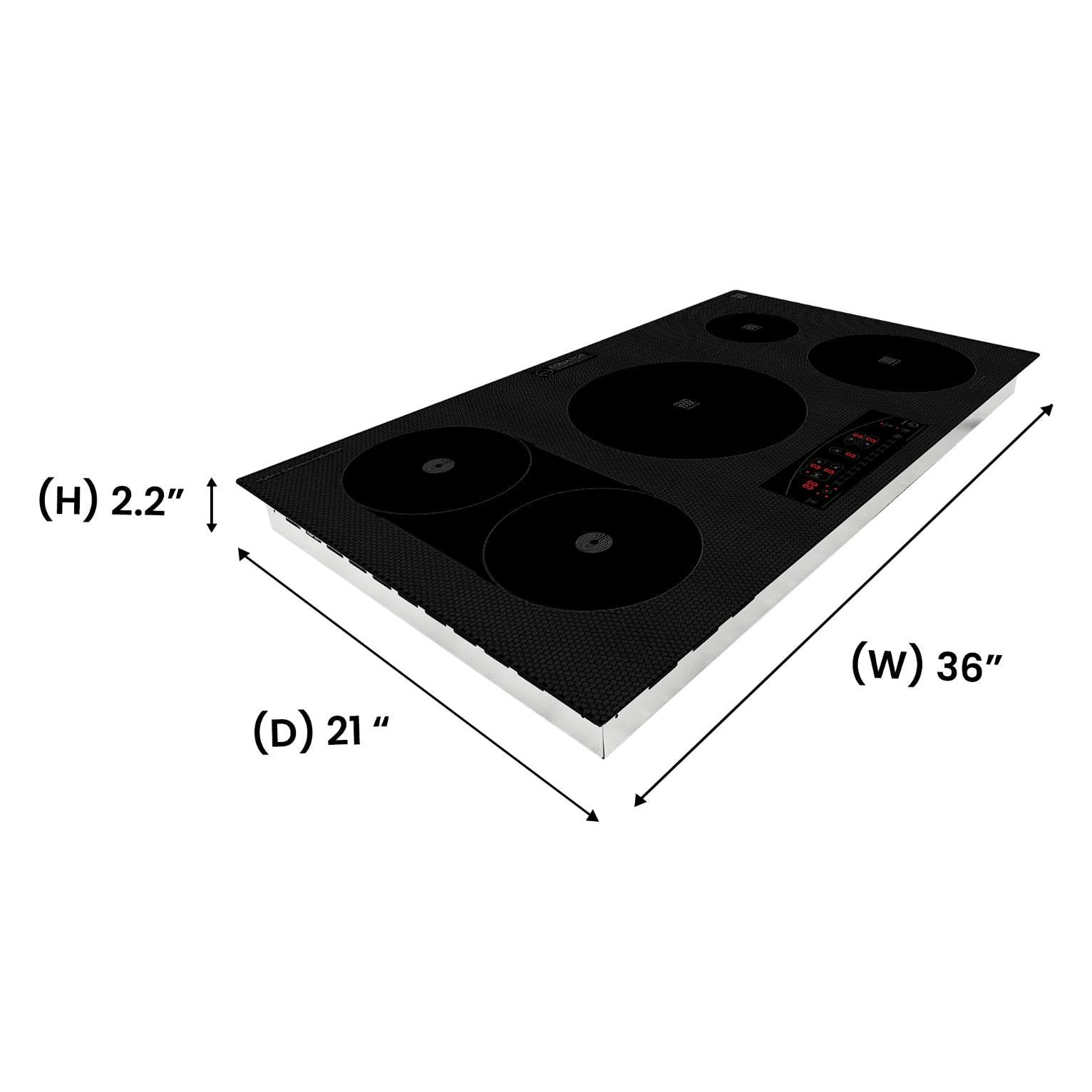 Equator Advanced Appliances 36″ Electric Hybrid Cooktop – 5 Burners, Ceramic & Induction, 220V Slider Touch