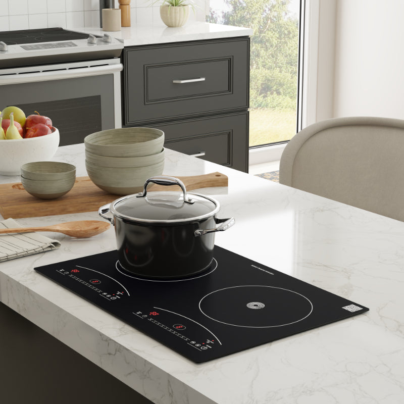 Equator Advanced Appliances Equator 20″ Electric Hybrid Cooktop – 1 Induction & 1 Ceramic Burner, 120V, Black