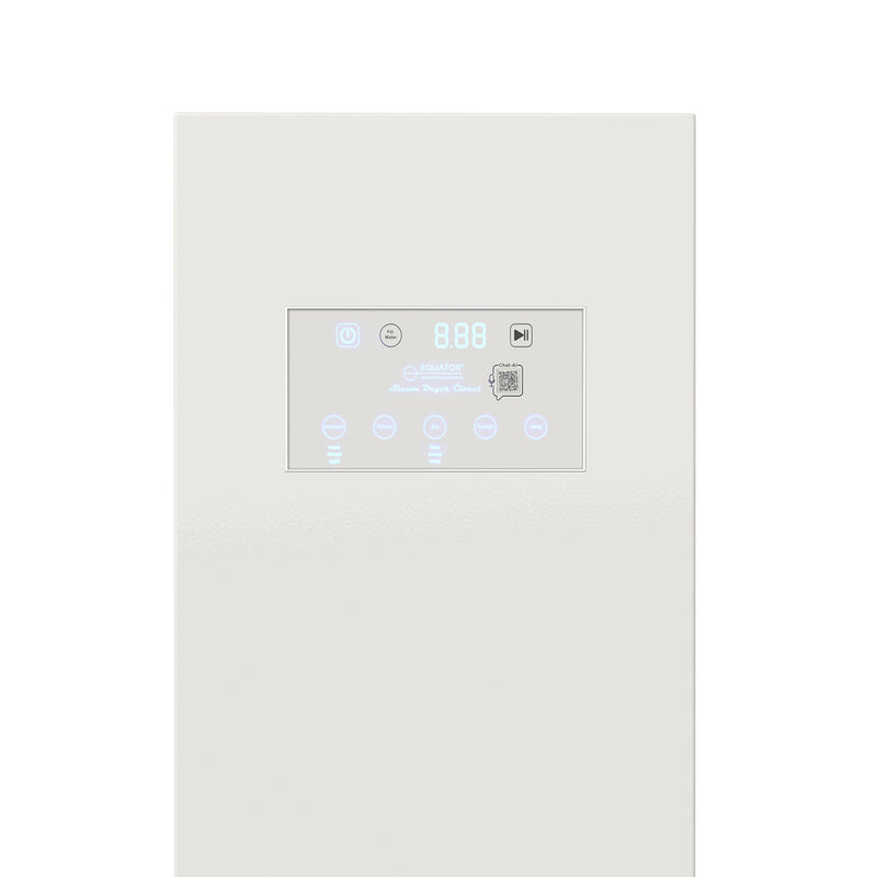 Equator Advanced Appliances Steam Dryer Closet – Wrinkle Removal, Sanitizing & Deodorizing, Refreshes Clothing, Slim Design, 110V White