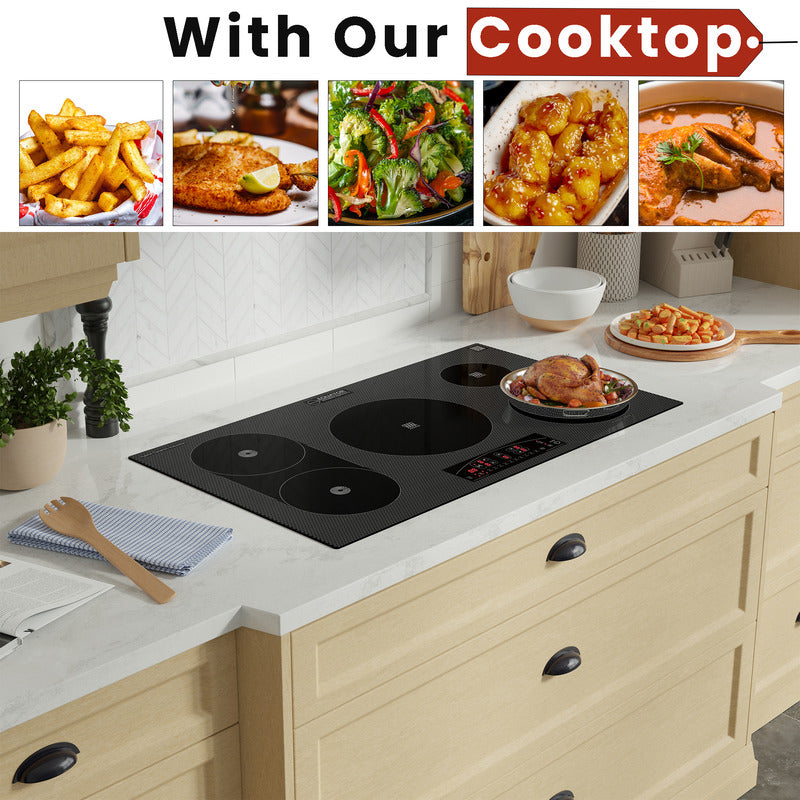 Equator Advanced Appliances 36″ Electric Hybrid Cooktop – 5 Burners, Ceramic & Induction, 220V Slider Touch