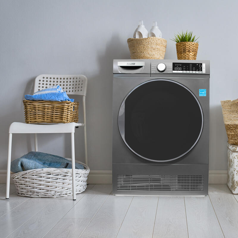 ConServ 4 cu. ft. 220V Ventless Condenser Dryer with Sanitize Cycle, LED Display, Reversible Door, Energy Star® Rated Titanium