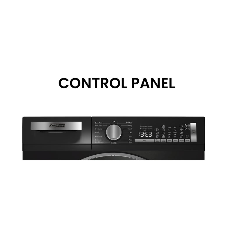 ConServ 2.2 cu. ft. Washer with Autosense Technology, 1400 RPM, 15 Programs, Sanitize Cycle, LED Display, 110V - Matt Black