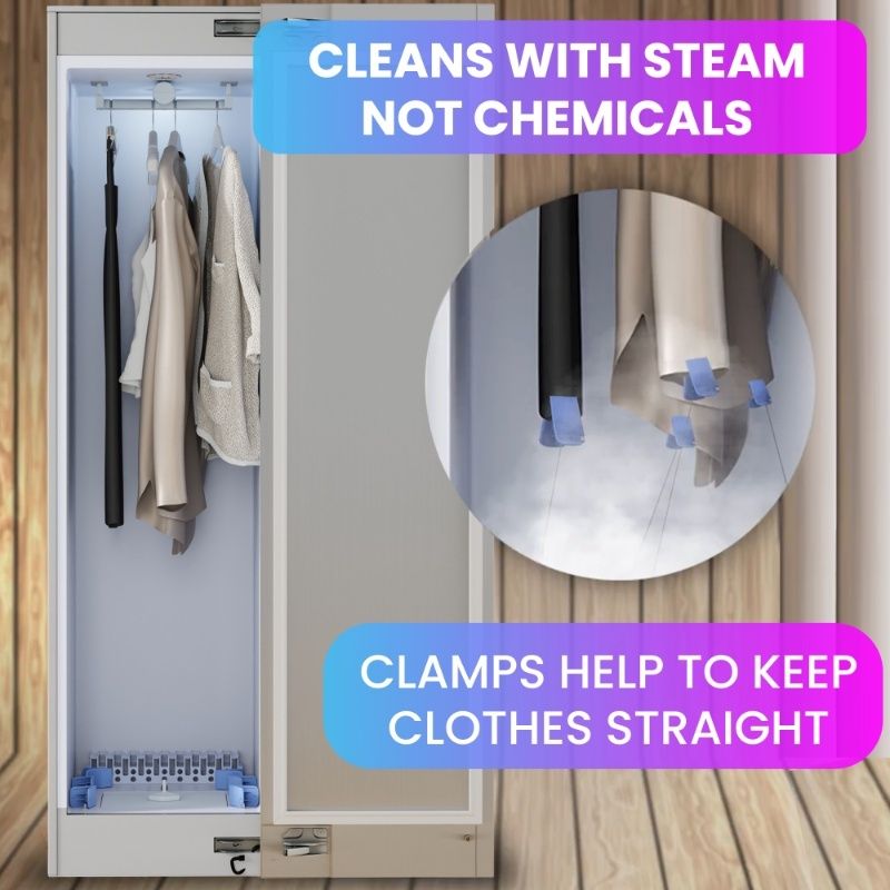 Equator Advanced Appliances Steam Dryer Closet – Wrinkle Removal, Sanitizing & Deodorizing, Refreshes Clothing, Slim Design, 110V Stainless