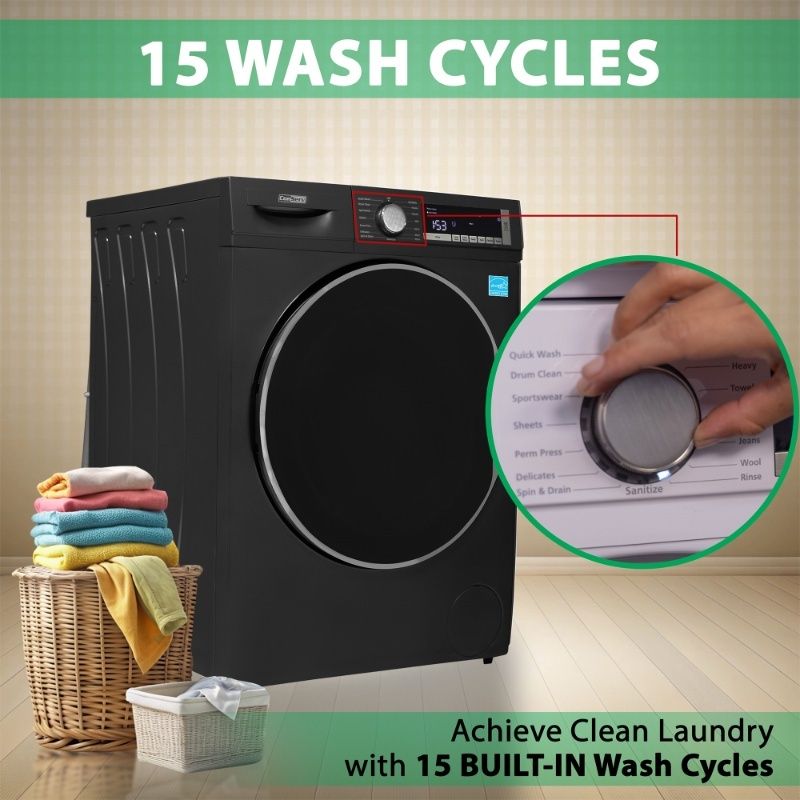 ConServ 2.2 cu. ft. Washer with Autosense Technology, 1400 RPM, 15 Programs, Sanitize Cycle, LED Display, 110V - Matt Black