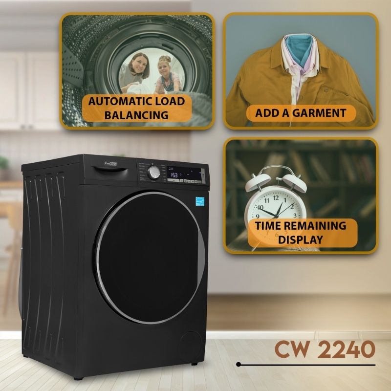 ConServ 2.2 cu. ft. Washer with Autosense Technology, 1400 RPM, 15 Programs, Sanitize Cycle, LED Display, 110V - Matt Black
