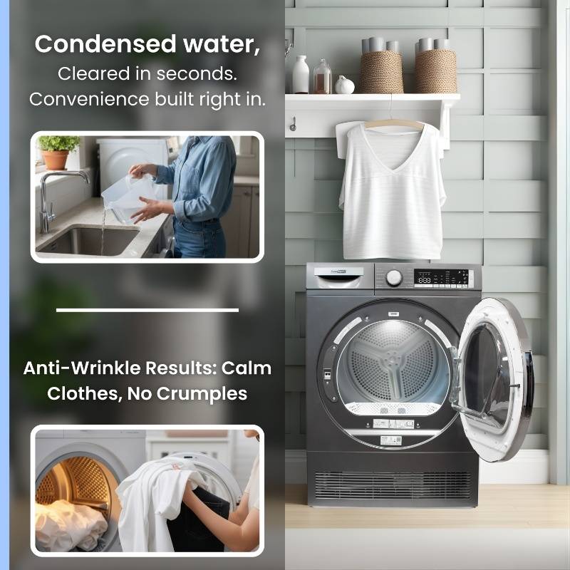 ConServ 4 cu. ft. 220V Ventless Condenser Dryer with Sanitize Cycle, LED Display, Reversible Door, Energy Star® Rated Titanium