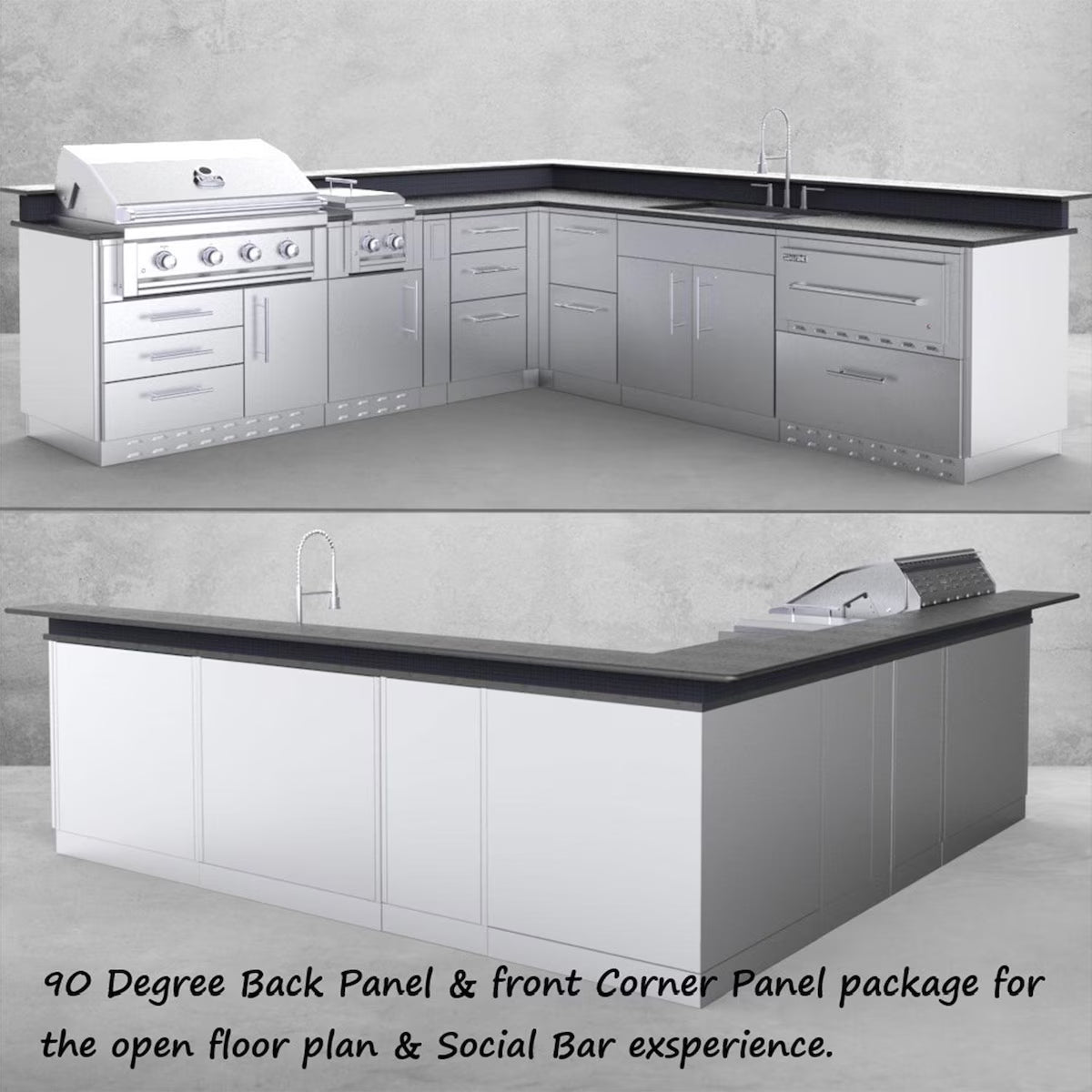 Sunstone 31" x 31" 90-Degree Stainless Steel Corner Back Panel Cabinet – SCC31BP90