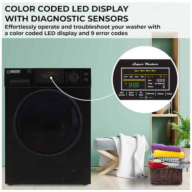 Equator Advanced Appliances Extra-Small 1.62 cu. ft. Stackable Front-Load Washer – Black