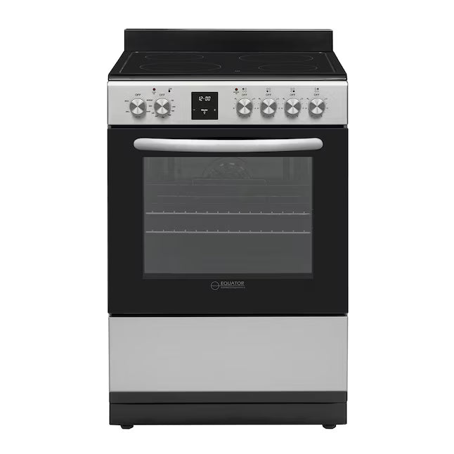 Equator Advanced Appliances 20″ Freestanding Electric Range with Air Fry Convection Oven, 4-Burner Glass Top – Stainless