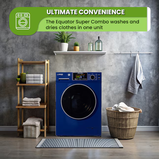 Equator Advanced Appliances 1.9 cu. ft. Convertible Ventless All-in-One Washer & Dryer Combo – Midnight Blue
