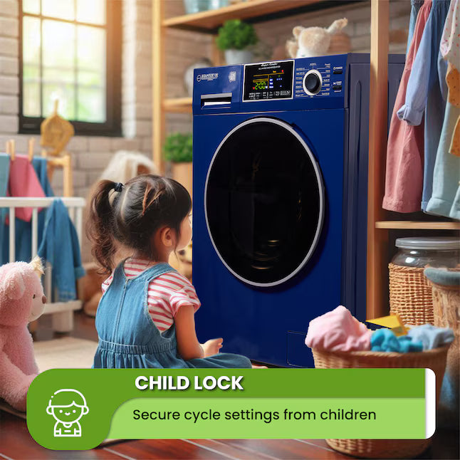 Equator Advanced Appliances 1.9 cu. ft. Convertible Ventless All-in-One Washer & Dryer Combo – Midnight Blue