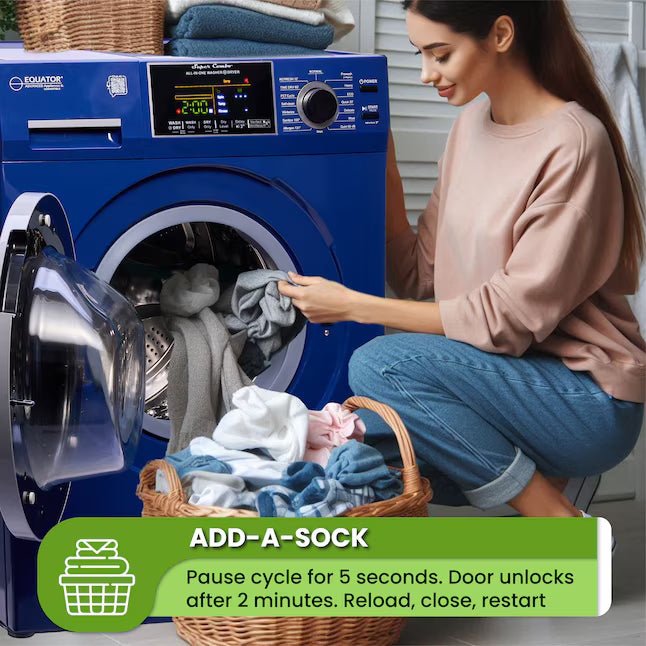 Equator Advanced Appliances 1.9 cu. ft. Convertible Ventless All-in-One Washer & Dryer Combo – Midnight Blue