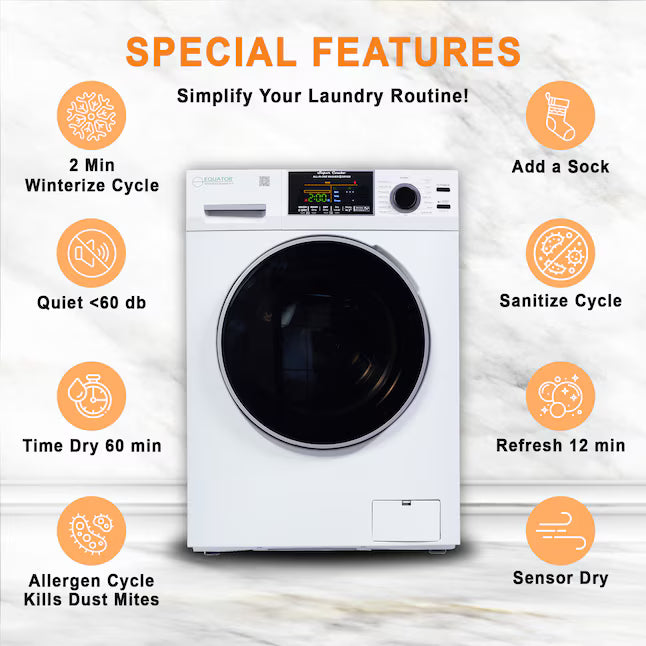 Equator Advanced Appliances 1.9 cu. ft. Convertible Ventless All-in-One Washer & Dryer Combo – White