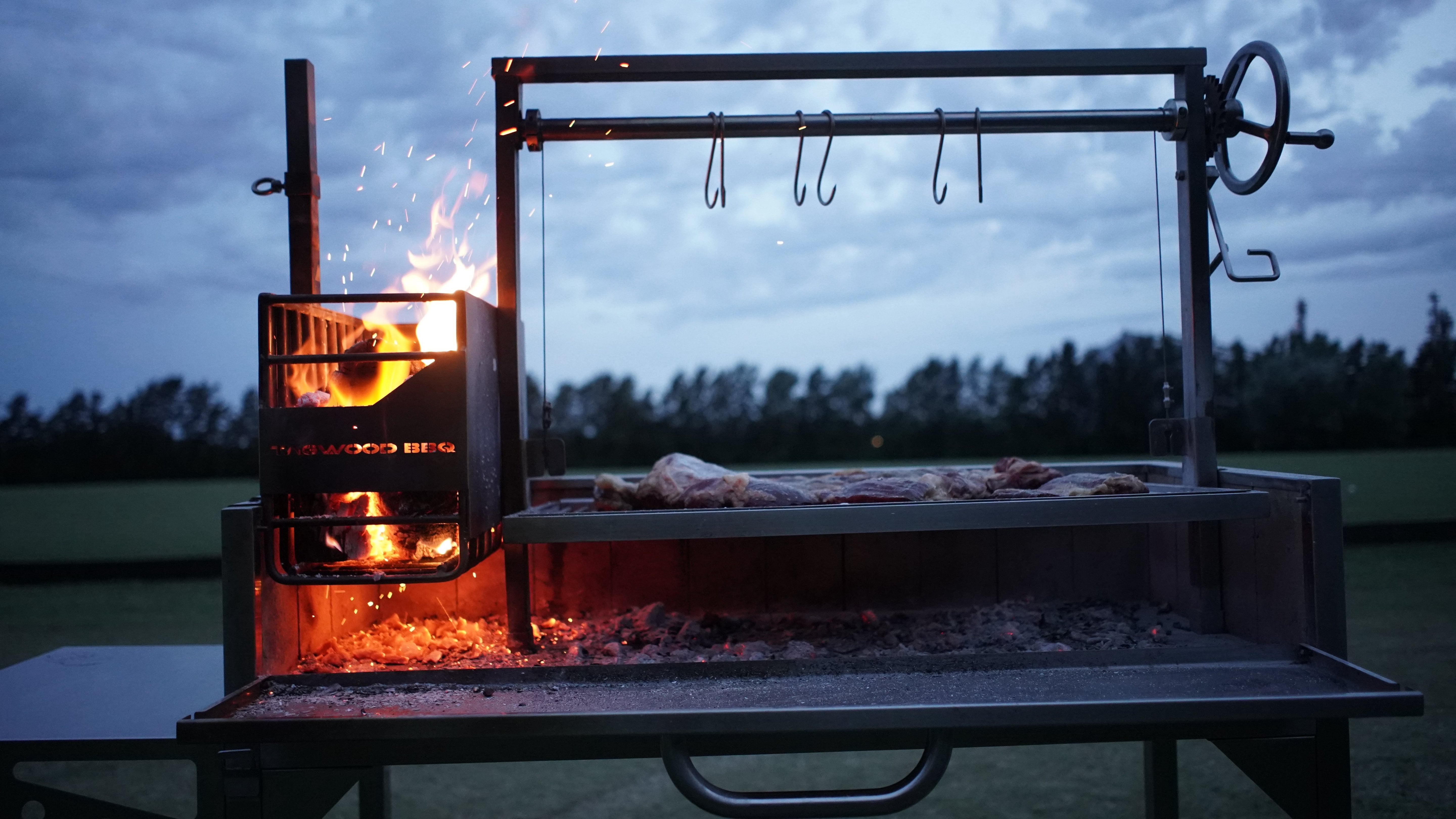 Tagwood BBQ03SS – Argentine Stainless Steel Wood & Charcoal Grill Partially Built