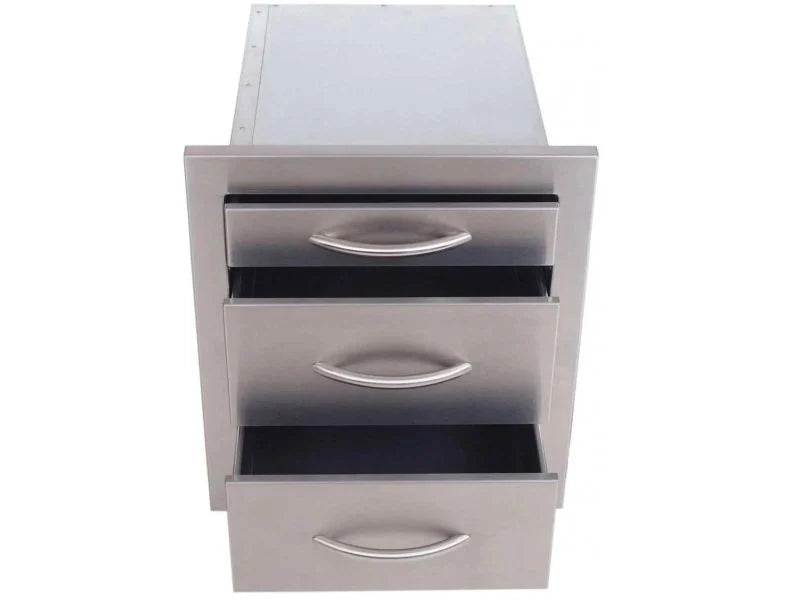 Cal Flame BBQ08866 – 18″ Stainless Steel 3‑Drawer Outdoor Storage Unit
