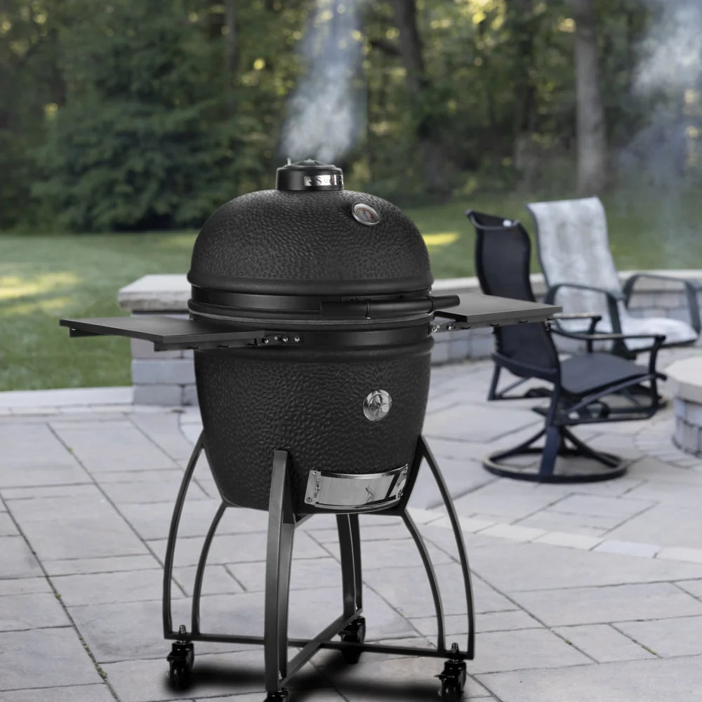 Saffire Large 19" Carbon Black Kamado Grill with Cart