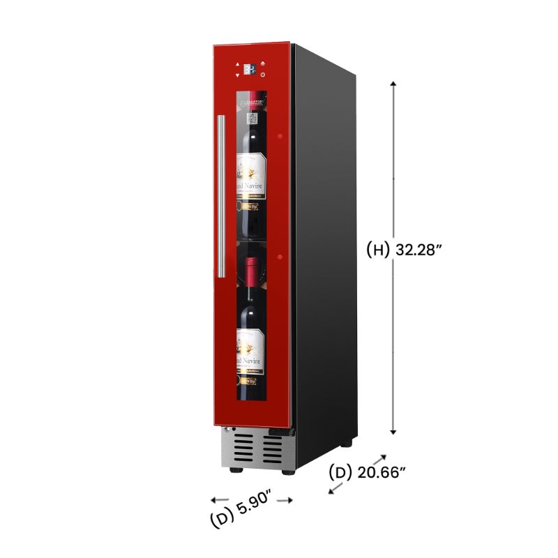 Equator Advanced Appliances 9-Bottle Single-Zone Wine Refrigerator – Red, Freestanding or Built-In, 7-Color LED, 110V