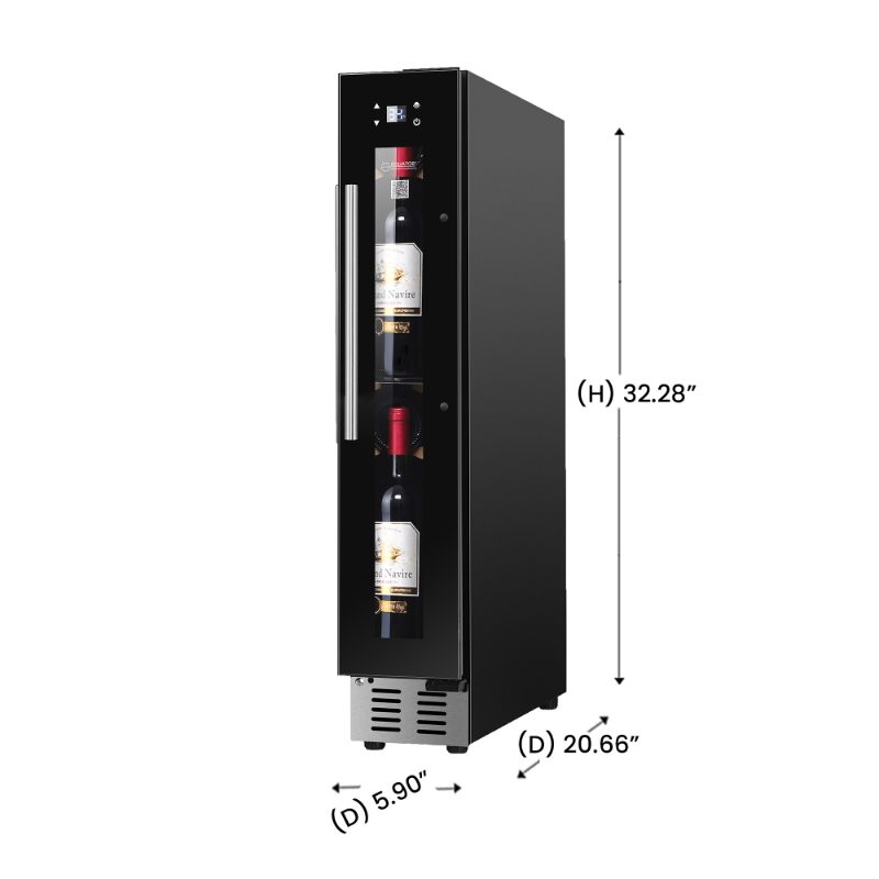 Equator Advanced Appliances 9-Bottle Single-Zone Wine Refrigerator – Black, Freestanding or Built-In, 7-Color LED, 110V