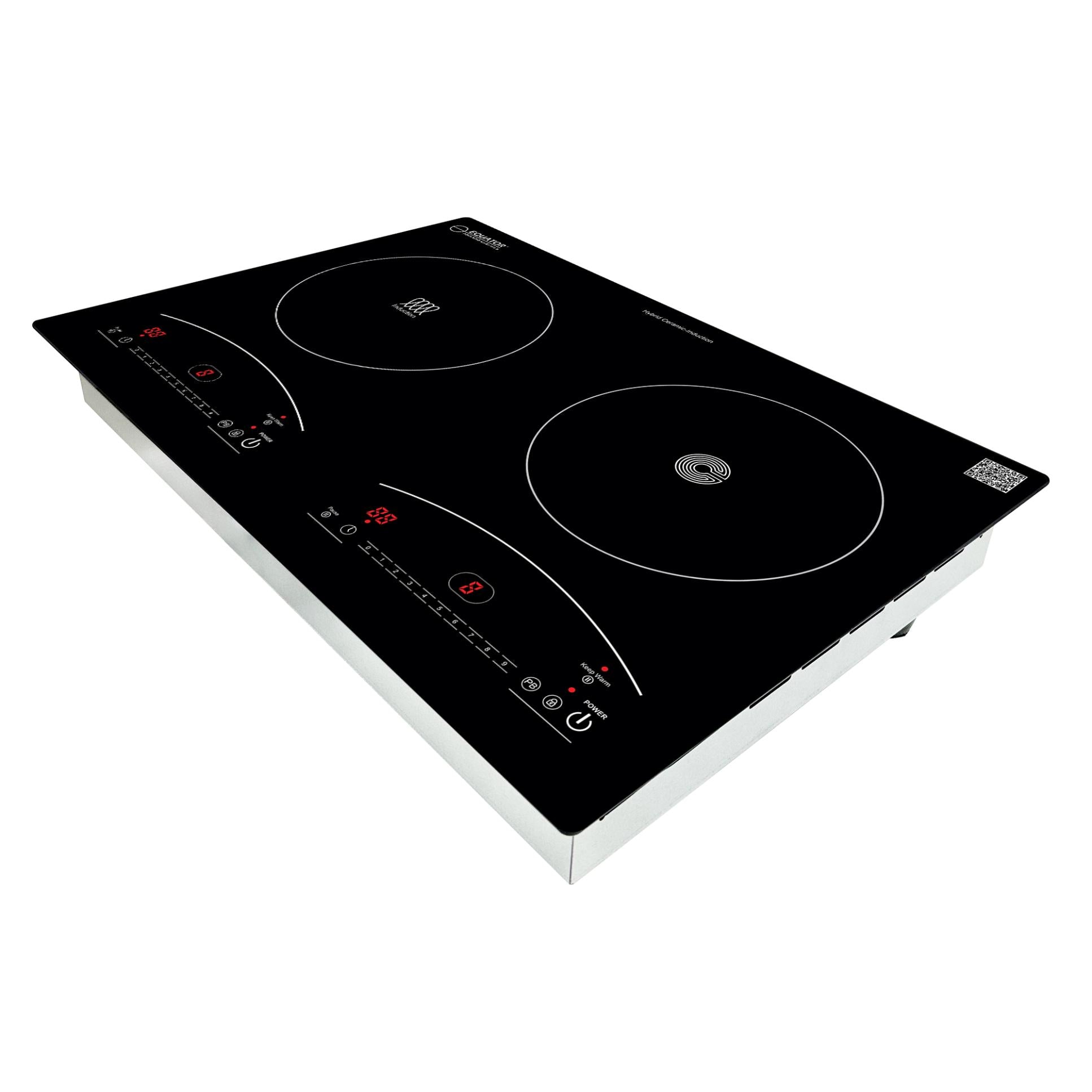 Equator Advanced Appliances Equator 20″ Electric Hybrid Cooktop – 1 Induction & 1 Ceramic Burner, 120V, Black