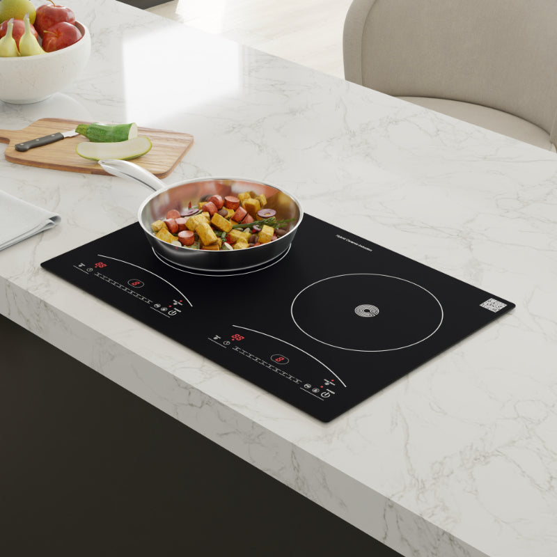 Equator Advanced Appliances Equator 20″ Electric Hybrid Cooktop – 1 Induction & 1 Ceramic Burner, 120V, Black