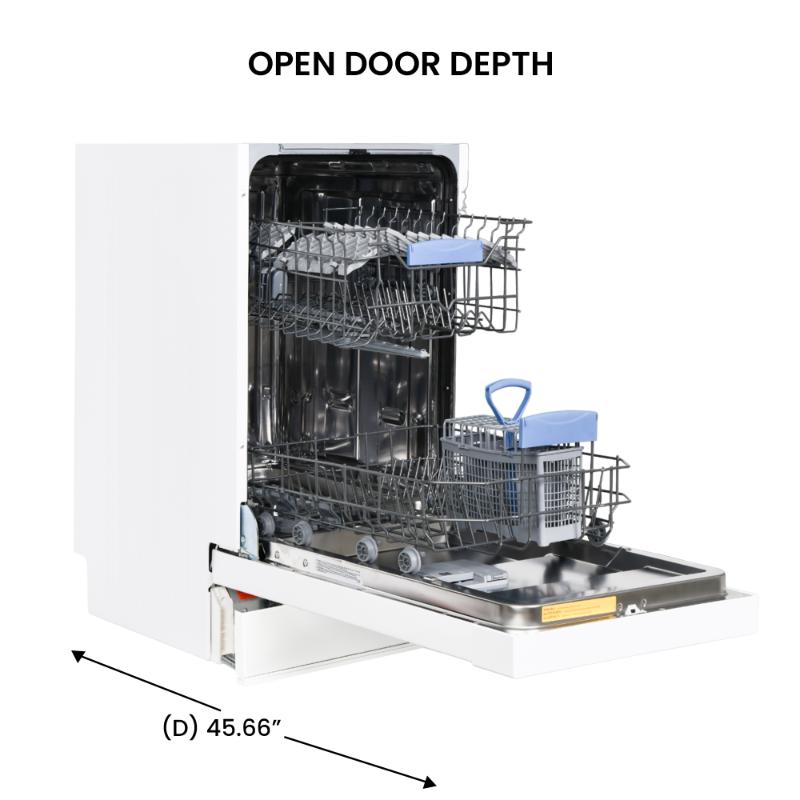 Equator Advanced Appliances 18″ Built-In Dishwasher – 10 Place Settings with Wine Rack, 3.4 Gal, 51 dB Quiet, ENERGY STAR®, ADA, 110V White