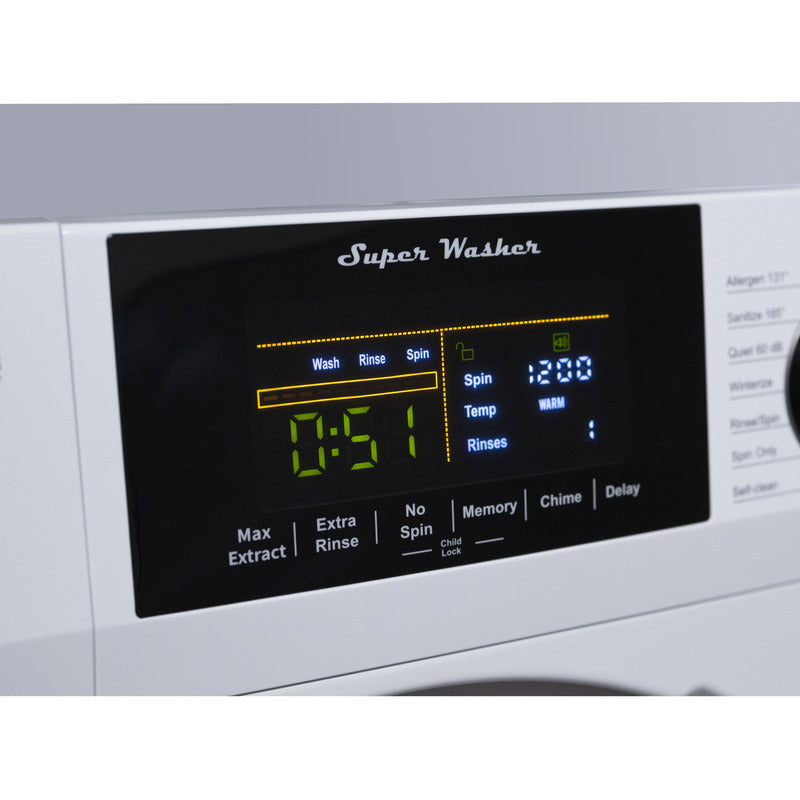 Equator Advanced Appliances Super Washer 1.9 cu. ft. / 18 lb Capacity with Sanitize &amp; Allergen Cycles, Winterize Function, 1400 RPM, White, 110V