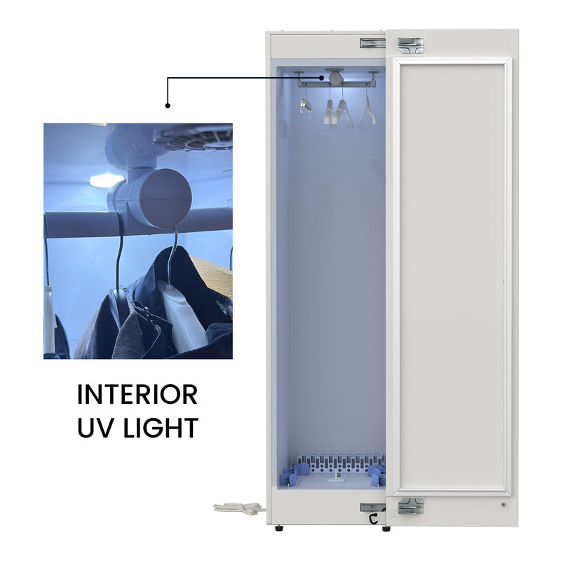 Equator Advanced Appliances Steam Dryer Closet – Wrinkle Removal, Sanitizing & Deodorizing, Refreshes Clothing, Slim Design, 110V White