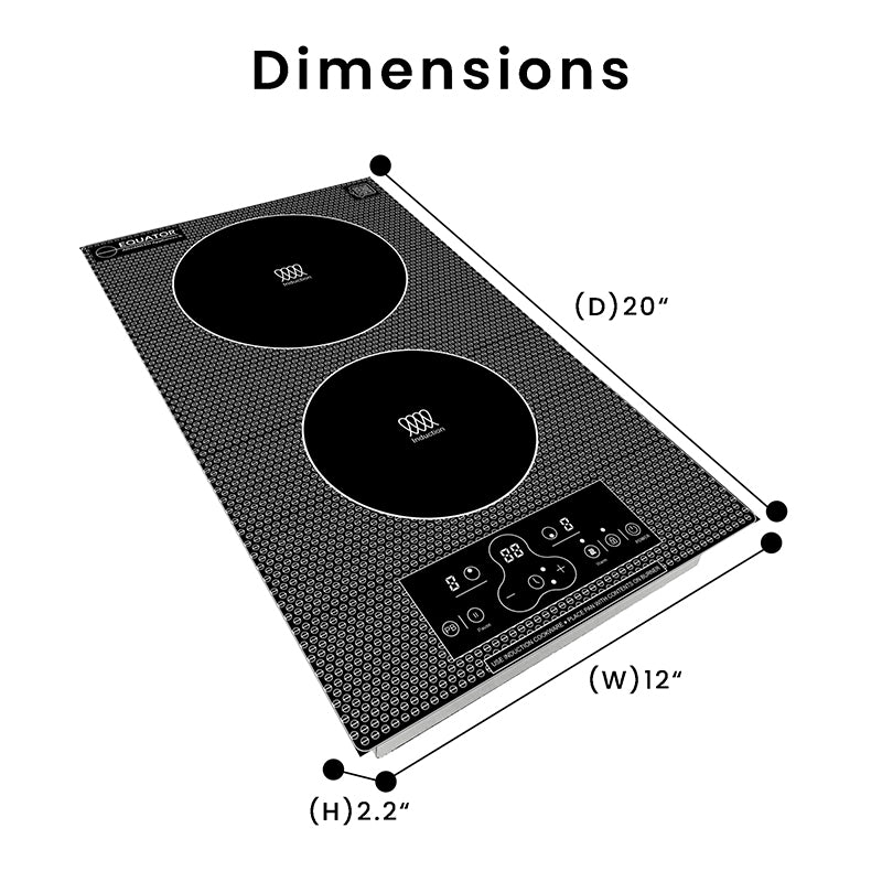 Equator Advanced Appliances Equator 12″ Vertical Dual-Burner Induction Cooktop – Built-In or Freestanding, 110V