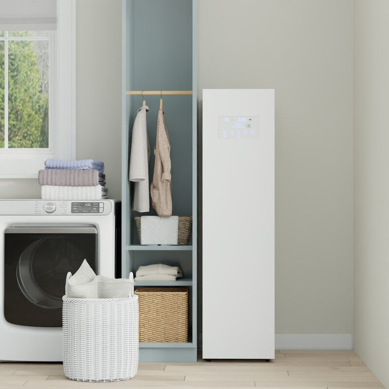 Equator Advanced Appliances Steam Dryer Closet – Wrinkle Removal, Sanitizing & Deodorizing, Refreshes Clothing, Slim Design, 110V White