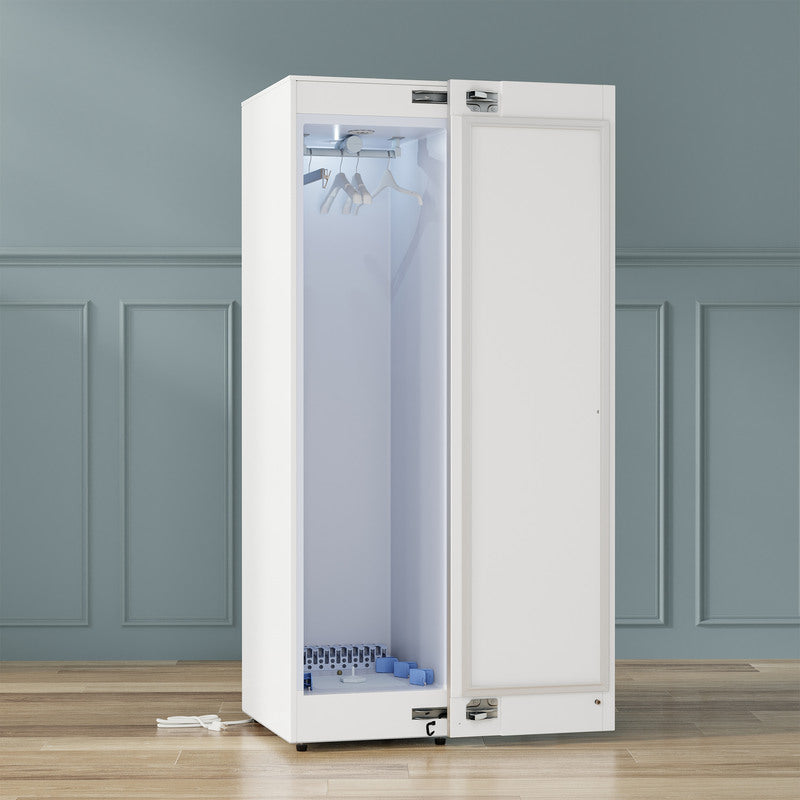 Equator Advanced Appliances Steam Dryer Closet – Wrinkle Removal, Sanitizing & Deodorizing, Refreshes Clothing, Slim Design, 110V White