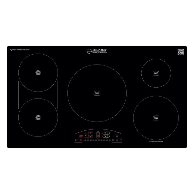 Equator Advanced Appliances  36″ Electric Hybrid Cooktop – 5 Burners, Ceramic & Induction, 220V Standard Touch