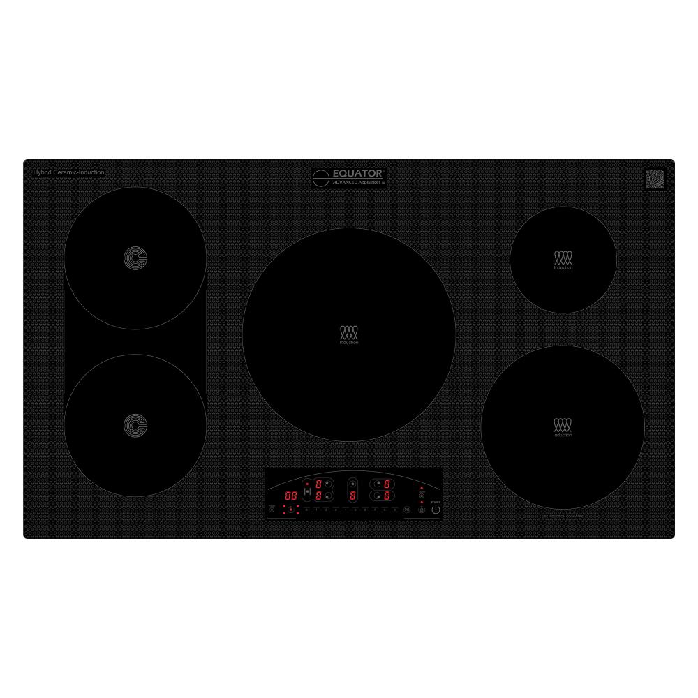 Equator Advanced Appliances 36″ Electric Hybrid Cooktop – 5 Burners, Ceramic & Induction, 220V Slider Touch