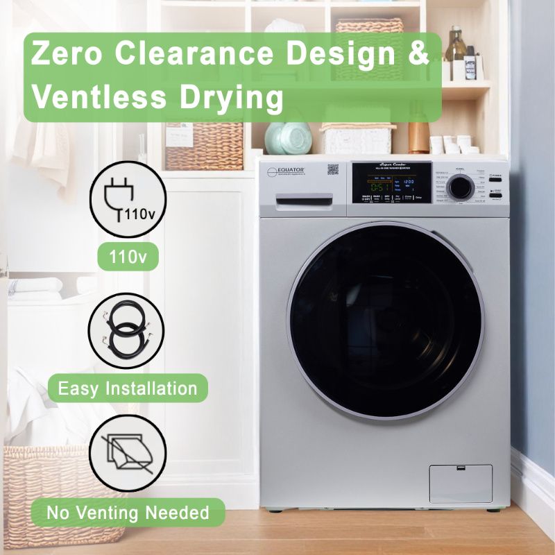 Equator Advanced Appliances All-in-One 4700 Washer-Dryer, Ventless, Fully Built-In, Zero Clearance, 1.62 cu. ft. / 15 lb Capacity, 110V, 1400 RPM - Silver