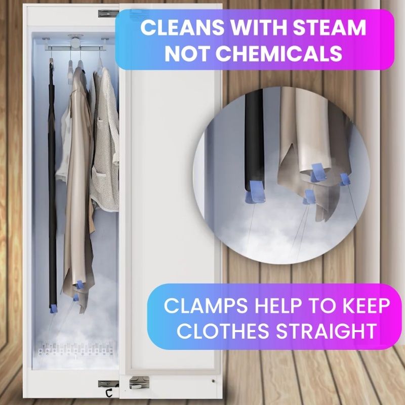 Equator Advanced Appliances Steam Dryer Closet – Wrinkle Removal, Sanitizing & Deodorizing, Refreshes Clothing, Slim Design, 110V White