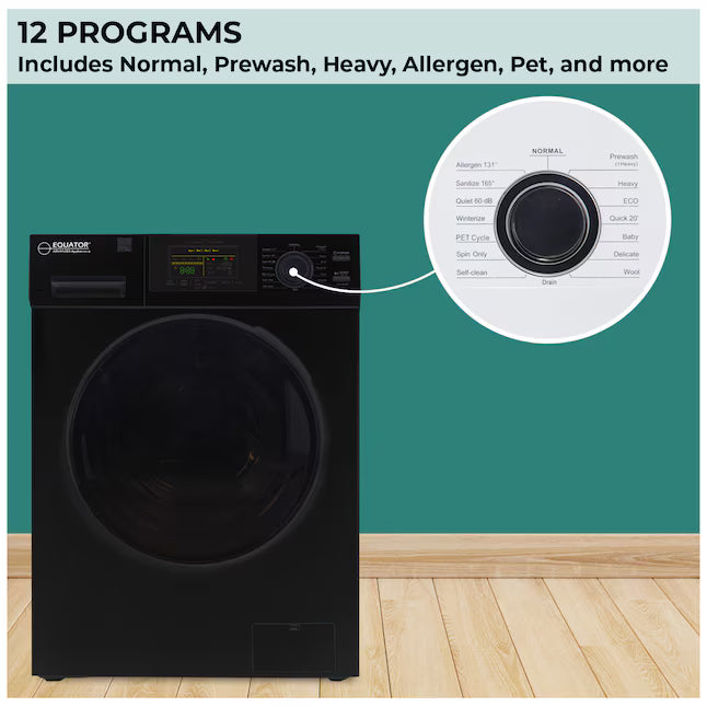 Equator Advanced Appliances Extra-Small 1.62 cu. ft. Stackable Front-Load Washer –  Black