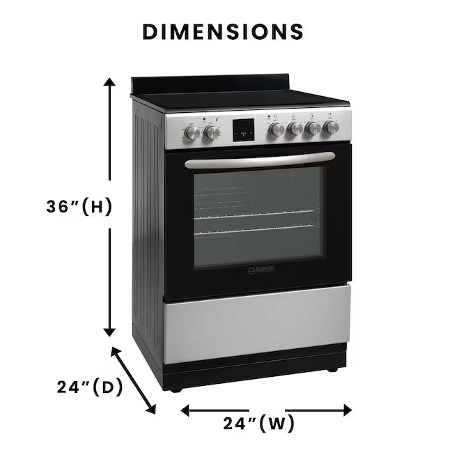 Equator Advanced Appliances 24″ Freestanding Electric Range with Air Fry Convection Oven, 4-Burner Glass Top – Stainless