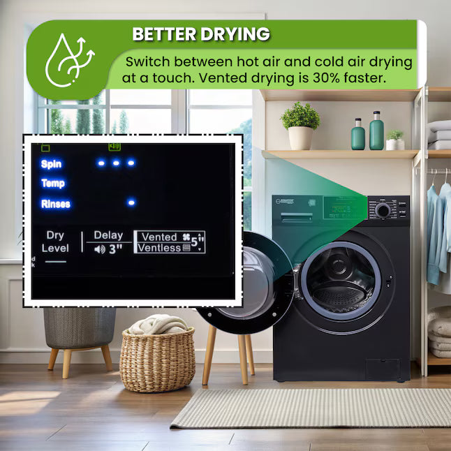 Equator Advanced Appliances 1.9 cu. ft. Convertible Ventless All-in-One Washer & Dryer Combo – Black