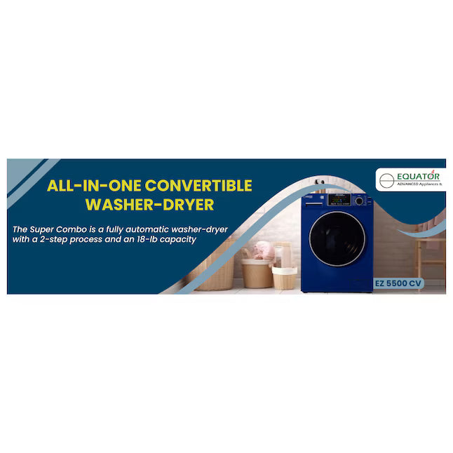 Equator Advanced Appliances 1.9 cu. ft. Convertible Ventless All-in-One Washer & Dryer Combo – Midnight Blue