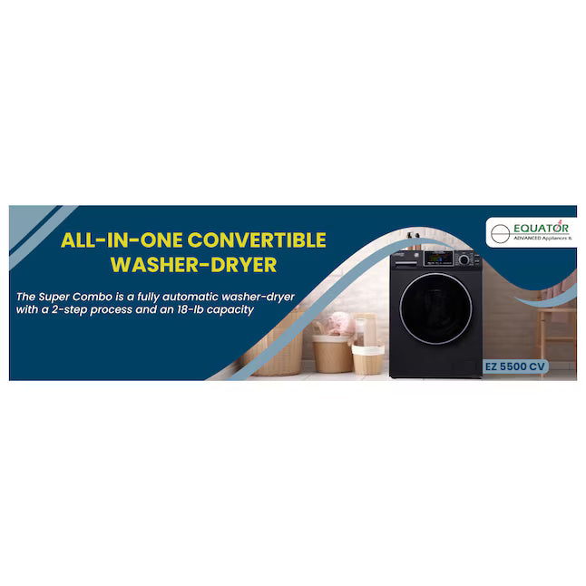 Equator Advanced Appliances 1.9 cu. ft. Convertible Ventless All-in-One Washer & Dryer Combo – Black