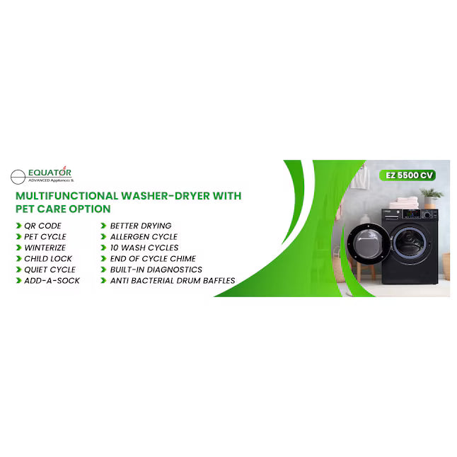 Equator Advanced Appliances 1.9 cu. ft. Convertible Ventless All-in-One Washer & Dryer Combo – Black