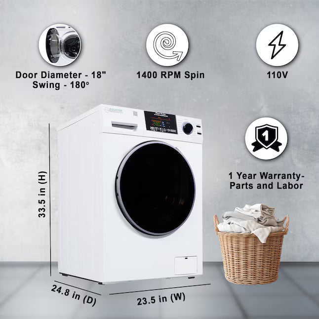 Equator Advanced Appliances 1.9 cu. ft. Convertible Ventless All-in-One Washer & Dryer Combo – White