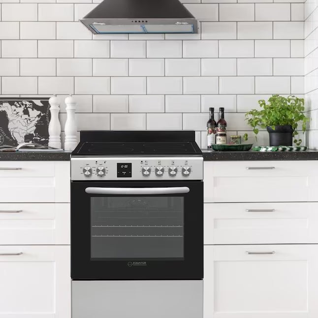 Equator Advanced Appliances 20″ Freestanding Electric Range with Air Fry Convection Oven, 4-Burner Glass Top – Stainless