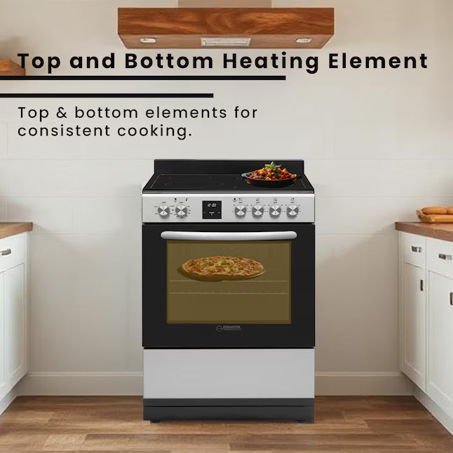 Equator Advanced Appliances 20″ Freestanding Electric Range with Air Fry Convection Oven, 4-Burner Glass Top – Stainless