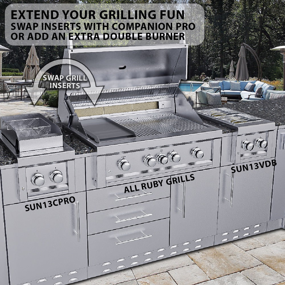 Sunstone Metal Products  Ruby Series 36" Built-In 4-Burner with Rear Infrared Burner