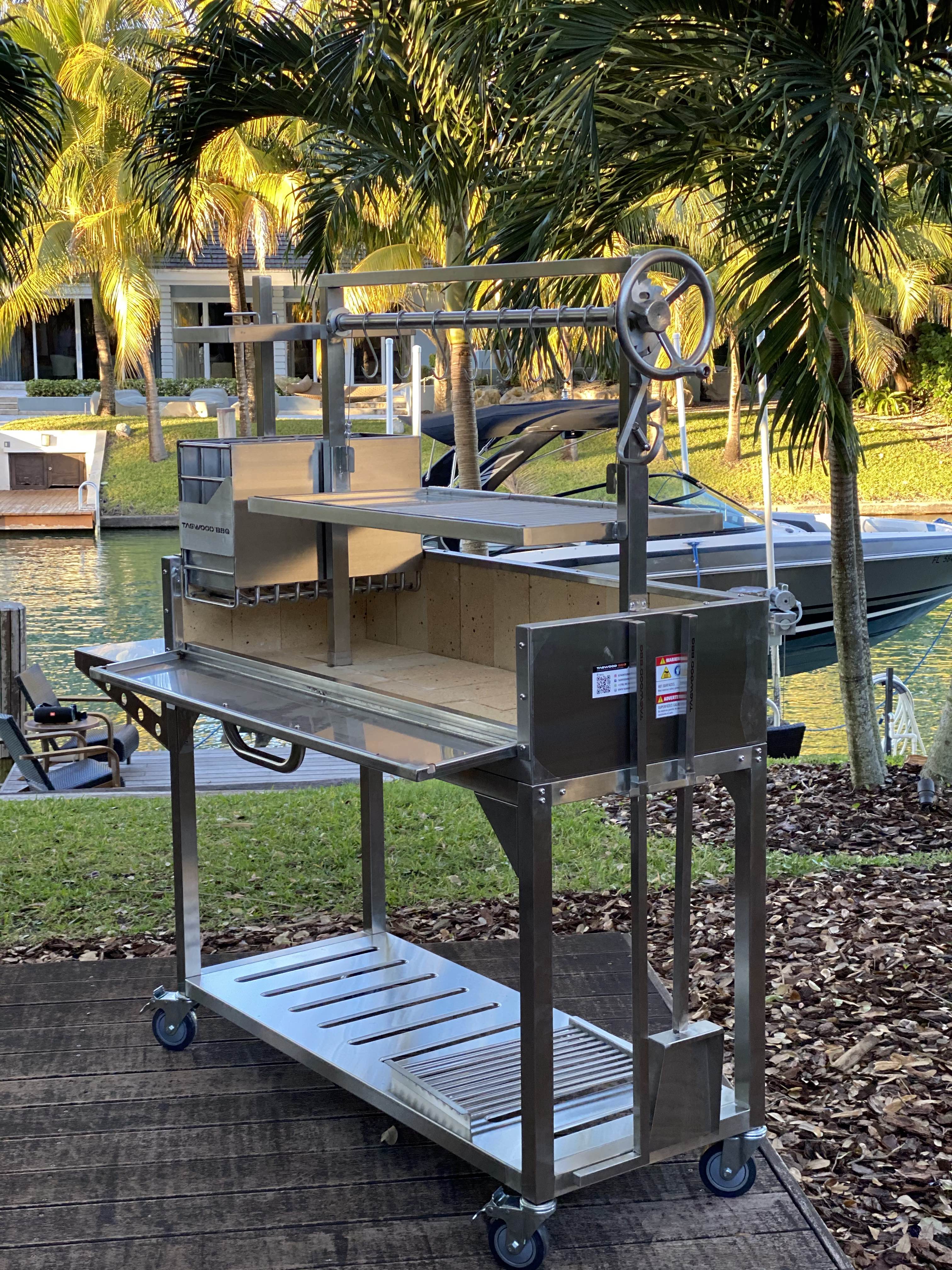Tagwood BBQ03SS – Argentine Stainless Steel Wood & Charcoal Grill Partially Built