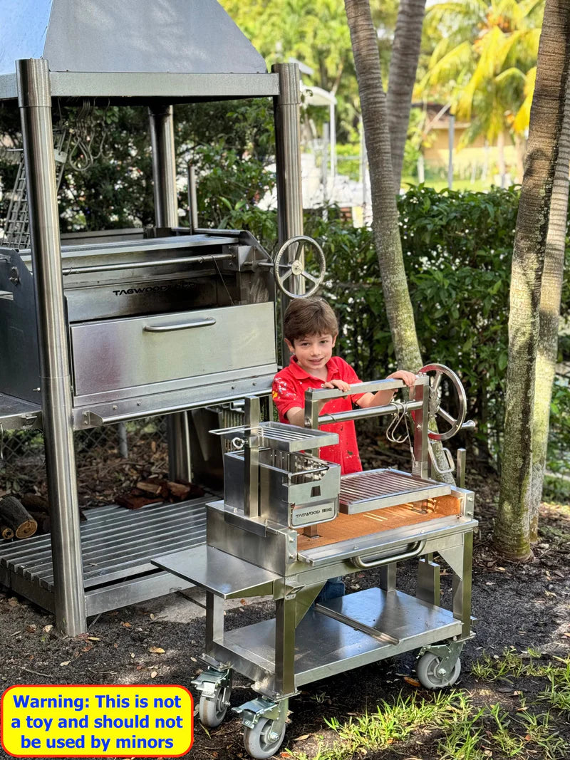 Tagwood BBQ03SS MINI– Argentine Stainless Steel Wood & Charcoal Grill Partially Built