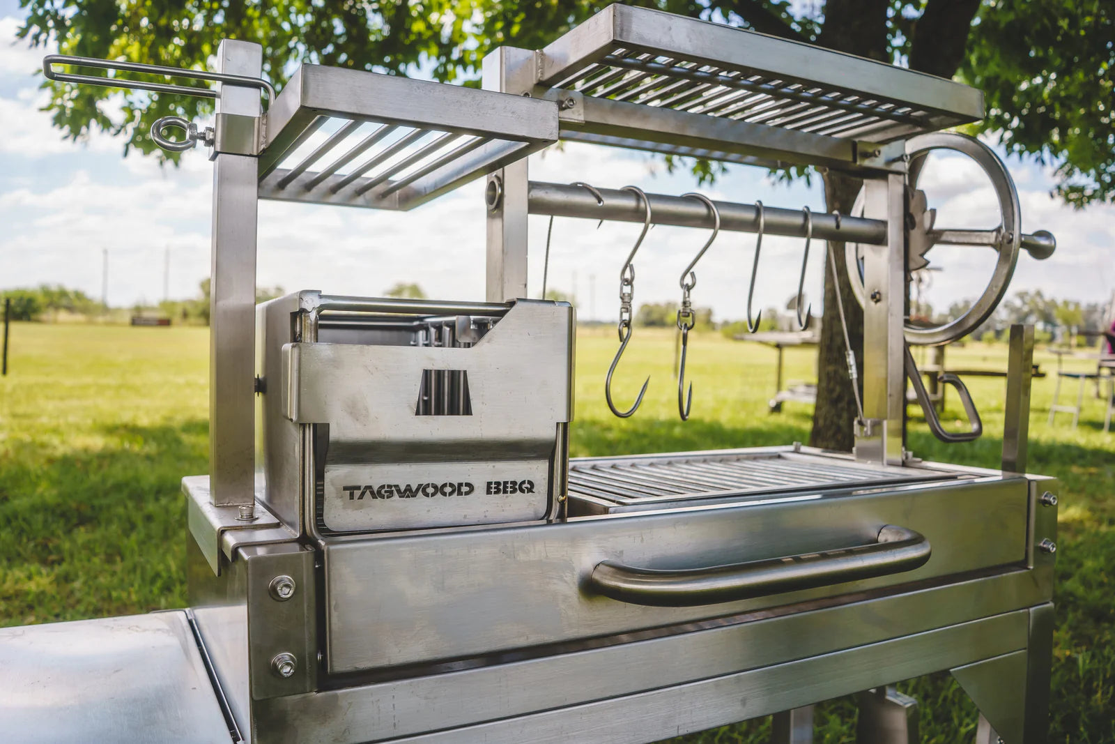 Tagwood BBQ03SS MINI– Argentine Stainless Steel Wood & Charcoal Grill Partially Built