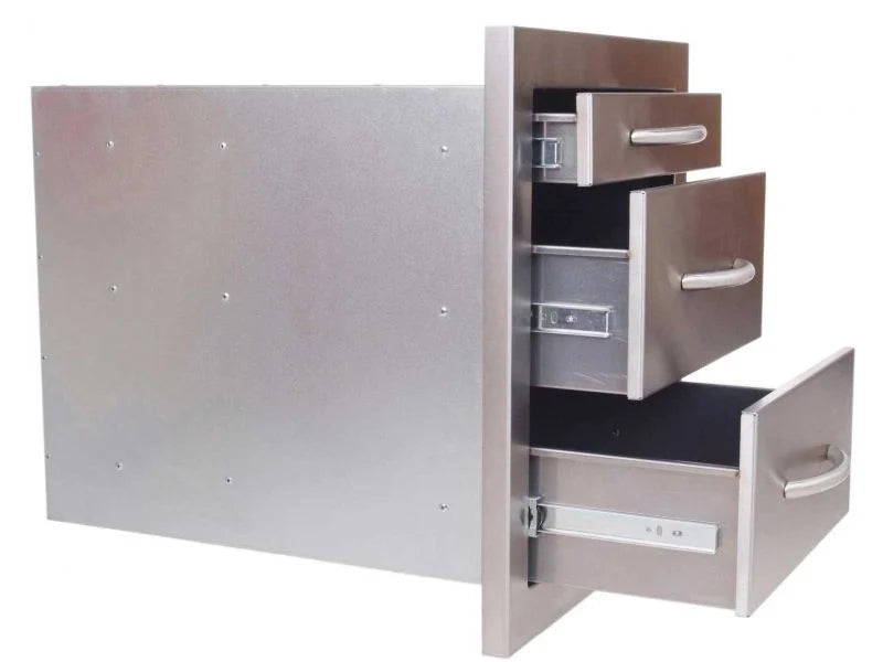 Cal Flame BBQ08866 – 18″ Stainless Steel 3‑Drawer Outdoor Storage Unit